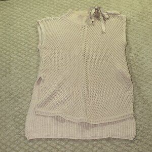 Jessica Simpson Women's M Tan Mock Neck Lace Up Shoulder Sleeveless Chunky Knit